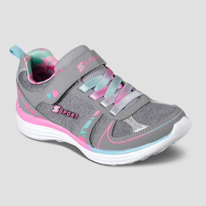 Girls' S Sport By Skechers Laycie Performance Athletic Shoes - Gray 4, Blue Gray Pink