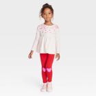 Toddler Girls' Heart Top & Leggings Set - Cat & Jack Cream