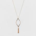 Diamond Shape With Stones & Tassel Long Necklace - A New Day Rose Gold