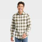 Men's Midweight Flannel Button-down Shirt - Goodfellow & Co Dark Olive Green