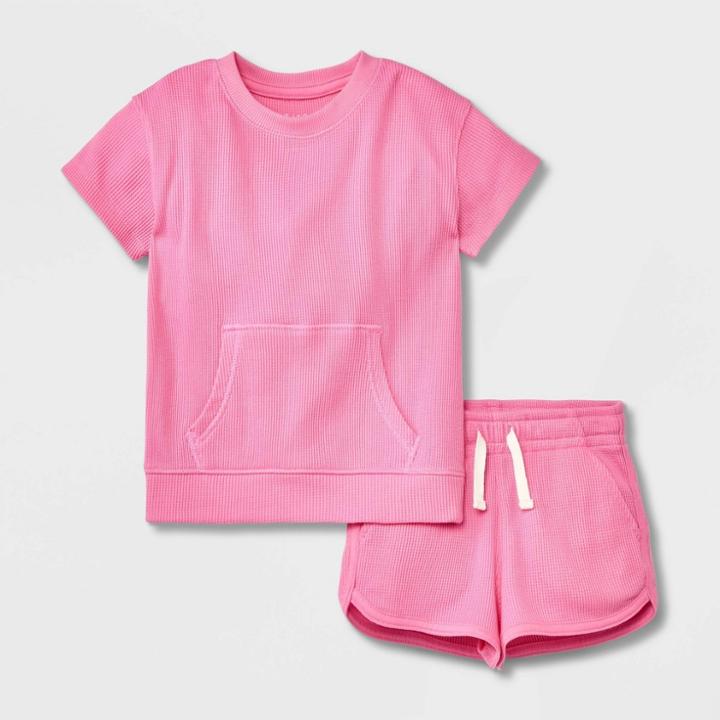 Toddler 2pc Short Sleeve Thermal T-shirt And Pull-on Shorts Set - Cat & Jack Pink