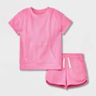 Toddler 2pc Short Sleeve Thermal T-shirt And Pull-on Shorts Set - Cat & Jack Pink