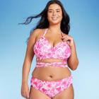 Women's Wrap Bralette Bikini Top - Wild Fable Pink Heart Print X