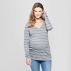 Maternity Striped Long Sleeve Shirred T-shirt - Isabel Maternity By Ingrid & Isabel Gray