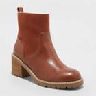 Women's Marla Faux Fur Lug Chelsea Boots - Universal Thread Cognac