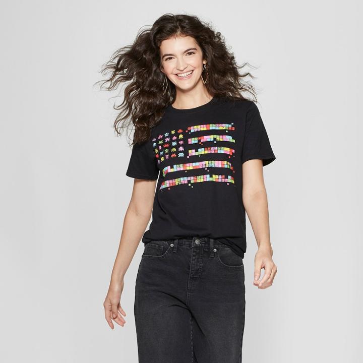 Target Women's Short Sleeve Retro Game Flag Graphic T-shirt - The Change Initiative (juniors') Black