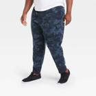 Men's Big & Tall Camo Print Cotton Tapered Fleece Cargo Joggers - All In Motion Navy
