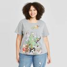 Women's Looney Tunes Plus Size Christmas Tree Short Sleeve Graphic T-shirt - Heather Gray