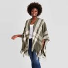 Women's Plaid Ruana Kimono Jacket - Universal Thread Green