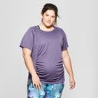 Maternity Plus Size Active Short Sleeve T-shirt With Mesh - Isabel Maternity By Ingrid & Isabel Dark Purple 4x, Women's, Dark Blue