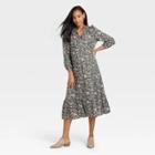 The Nines By Hatch 3/4 Sleeve Tiered Maternity Dress - Olive Green Floral