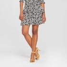 Women's Floral Print Ruffle Hem Mini Skirt - Who What Wear Black/white