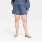 Women's Plus Size High-rise Tie-front Jogger Shorts - Universal Thread Blue
