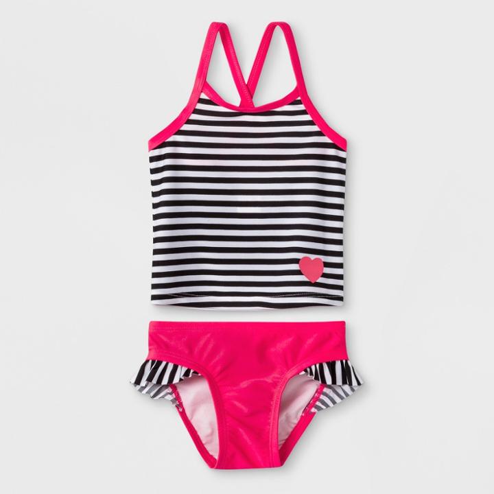 Baby Girls' Stripe Tankini With Ruffle Briefs - Cat & Jack Pink