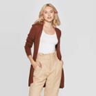 Women's Long Sleeve Open Layer Cardigan - A New Day Brown