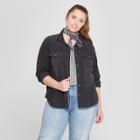 Women's Plus Size Long Sleeve Labette Denim Shirt - Universal Thread Dark Gray Wash