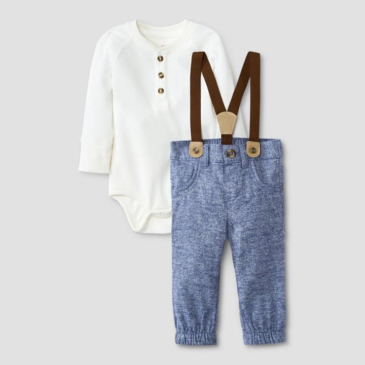 Baby Boys' Thermal Suspender Set - Cat & Jack Cream Newborn, Ivory