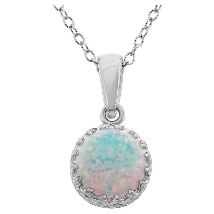 2 Tcw Tiara Opal Crown Pendant In Sterling