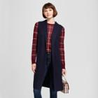 Women's Hooded Open Layering Sweater - A New Day Navy (blue)