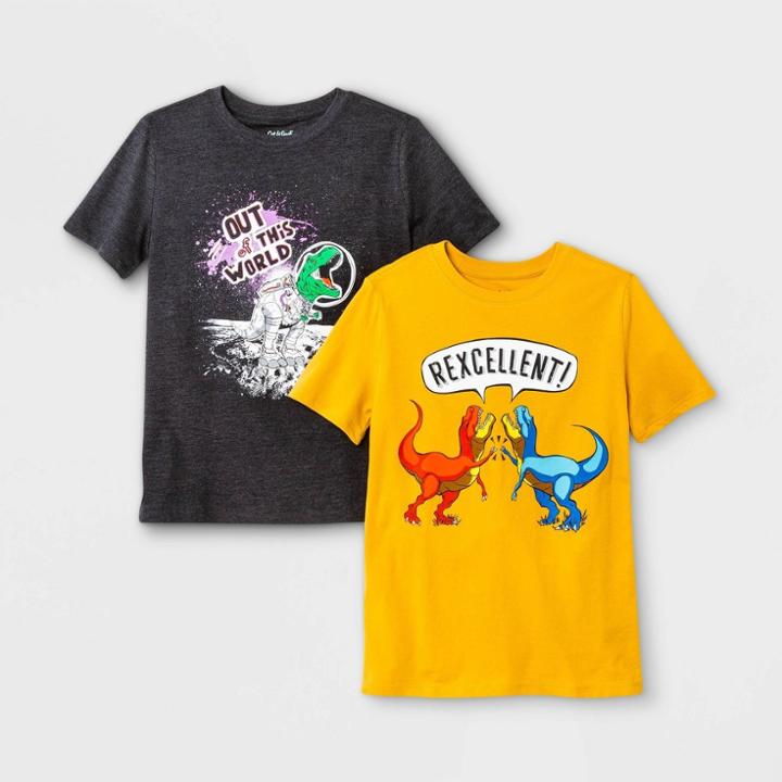 Boys' 2pk Graphic Short Sleeve T-shirt - Cat & Jack Mustard/black
