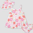 Gerber Baby Girls' 3pc Garden Sundress Set - Pink/white