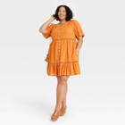 Women's Plus Size Short Sleeve Lattice Detail Dress - Knox Rose Gold