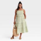 Women's Plus Size Sleeveless Tiered Dress - Universal Thread Green Floral