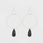 Semi-precious Black Howlite Wire Circle With Beaded Teardrop Earrings - Universal Thread Black, Women's