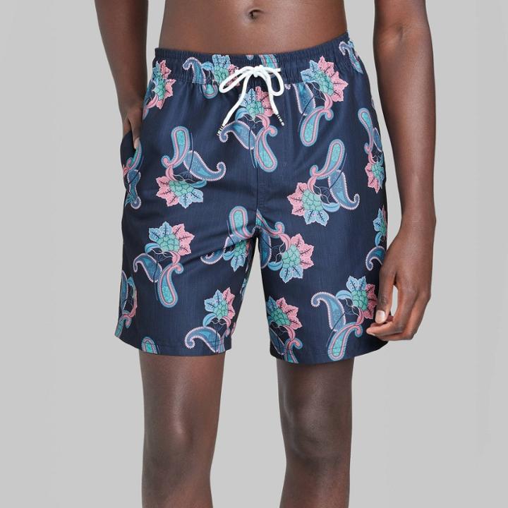 Men's 7 Elastic Waist Waltz Swim Shorts - Original Use Blue
