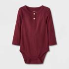 Baby Boys' Rib Henley Long Sleeve Bodysuit - Cat & Jack Burgundy