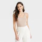 Women's Slim Fit Tank Top - A New Day Beige