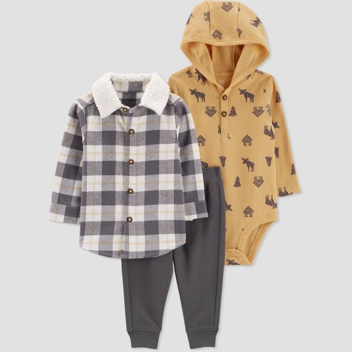 Carter's Just One You Baby Boys' Animal Icon Top & Bottom Set - Black/gold Newborn