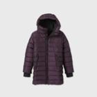 Girls' Iridescent Mid Length Puffer Jacket - All In Motion Purple