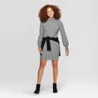 Women's Long Sleeve Mock Turtleneck Sweater Dress - A New Day Heather Gray