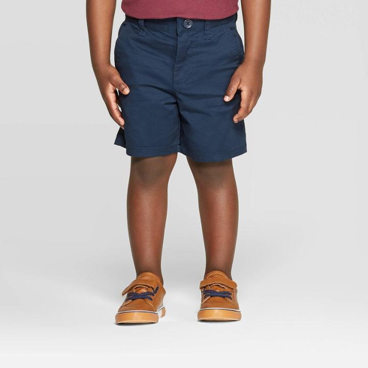 Toddler Boys' Flat Front Stretch Uniform Chino Shorts - Cat & Jack Navy 2t, Boy's, Blue