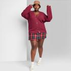 Women's Plus Size Oversized Boyfriend Cardigan - Wild Fable Berry Red