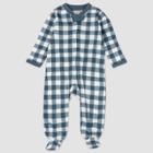 Honest Baby Boys' Organic Cotton Painted Buffalo Sleep N' Play - Navy Newborn, Blue