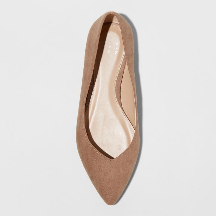 Women's Hillary Wide Width Ballet Flats - A New Day Taupe (brown) 8.5w,