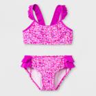 Malibu Dream Girl Girls' Tiger Dot Bikini Set - Pink 10,