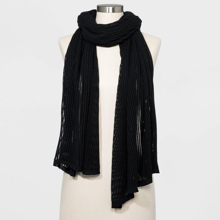 Women's Oblong Travel Wrap Scarf - A New Day Black One Size, Women's