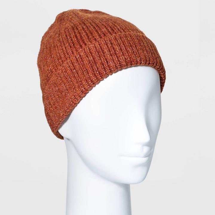 Women's Rib Beanie - Universal Thread Rust, Red