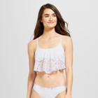 Mossimo Women's Crochet Flounce Bikini Top - White -