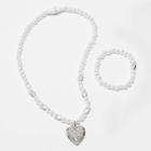 Girls' Pearl Heart Necklace And Bracelet Set - Cat & Jack , White