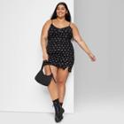 Women's Plus Size Sleeveless Lace Trim Mesh Bodycon Dress - Wild Fable Black Butterfly