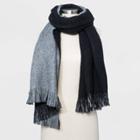 Women's Reversible Blanket Scarf - A New Day Black