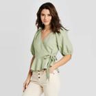 Women's Short Sleeve Wrap Top - Universal Thread Mint Xs, Women's, Green