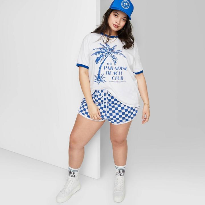 Women's Plus Size Ascot + Hart Short Sleeve Ringer Graphic T-shirt - White