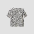 Women's Floral Print Ruffle Short Sleeve Blouse - Who What Wear Cream S, Women's, Size: