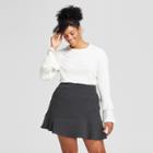 Women's Plus Size Ruffle Bell Sleeve Ribbed Top - Who What Wear White X