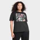 Run--dmc Women's Run Dmc Plus Size Floral Short Sleeve Graphic Boyfriend T-shirt - Black
